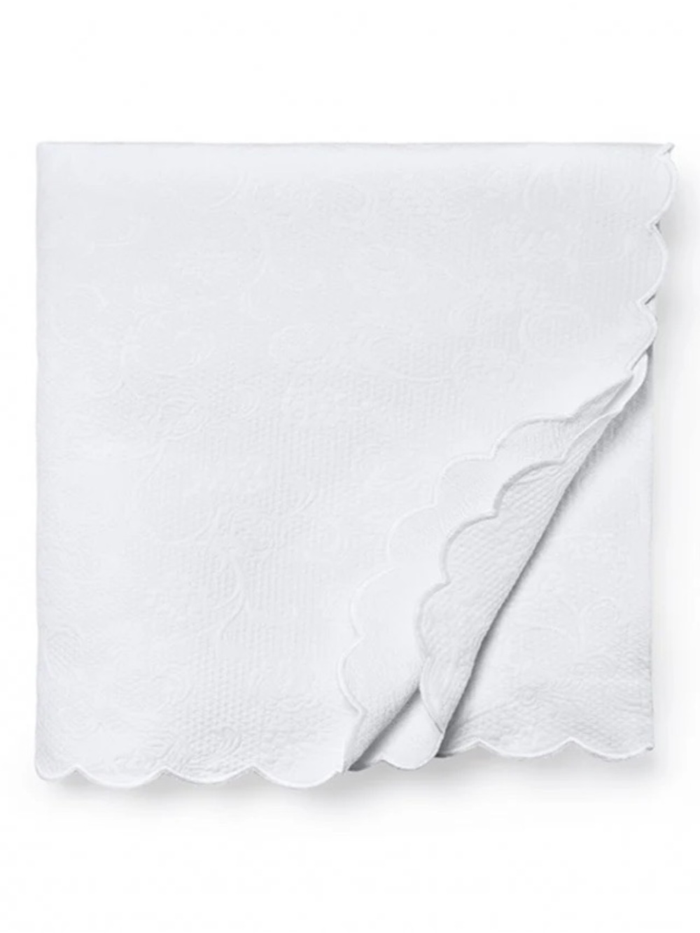 SFERRA Queen Alice white Coverlet textured 0784 scallop 100% cotton blanket